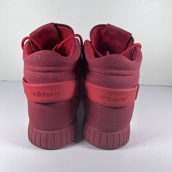 Adidas Tubular Invader Mid Red Suede Lace Up Athletic Shoes Men's Size 10 - Picture 4 of 11